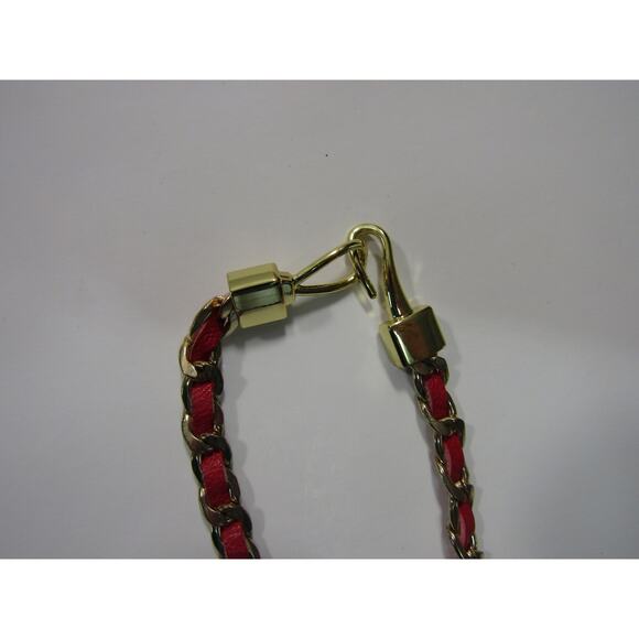 Red Faux Leather Gold Tone Choker Necklace 14" Boho Whimsigoth Cottagecore Chic - Picture 3 of 5